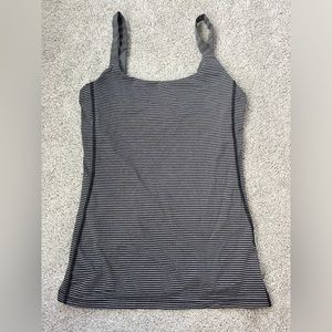 Lululemon Yoga Tank with Built in Bra Size 2 Black and Grey Striped